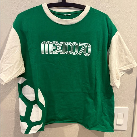 Mexico '70 World Cup Commemorative Soccer Cutoff Cropped T-shirt Size Large - Picture 2 of 11